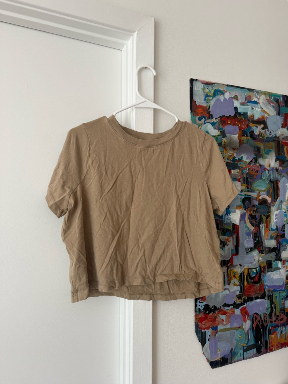 Madewell soft fade cotton boxy Classic Crop Crewneck Tee - Tan